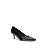 PINKO Black Calf Leather Bos Taurus Mid Heel Pumps